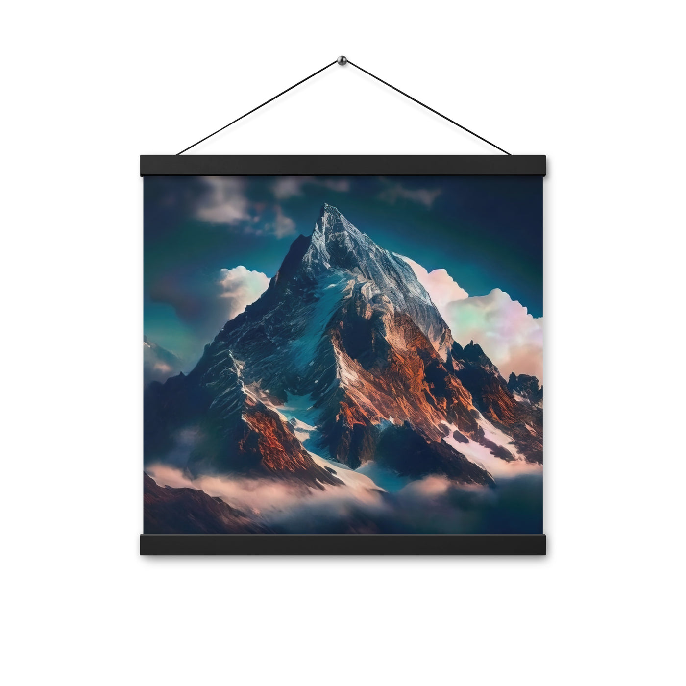 Berge und Nebel - Premium Poster mit Aufhängung berge xxx Black 40.6 x 40.6 cm