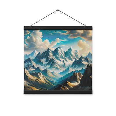 Ein Gemälde von Bergen, das eine epische Atmosphäre ausstrahlt. Kunst der Frührenaissance - Premium Poster mit Aufhängung berge xxx yyy zzz 40.6 x 40.6 cm
