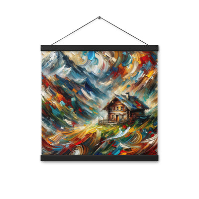 Expressionistisches Farbchaos der Alpen und Schönheit der Berge - Abstrakt - Premium Poster mit Aufhängung berge xxx yyy zzz 40.6 x 40.6 cm