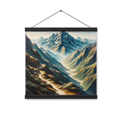 Berglandschaft: Acrylgemälde mit hervorgehobenem Pfad - Premium Poster mit Aufhängung berge xxx yyy zzz 40.6 x 40.6 cm