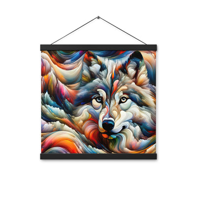 Abstrakte Kunst der Alpen mit einem Wolf. Chaotischer Tanz aus Farben und Formen. Surreale Landschaft (AN) - Enhanced Matte Paper Poster xxx yyy zzz 40.6 x 40.6 cm