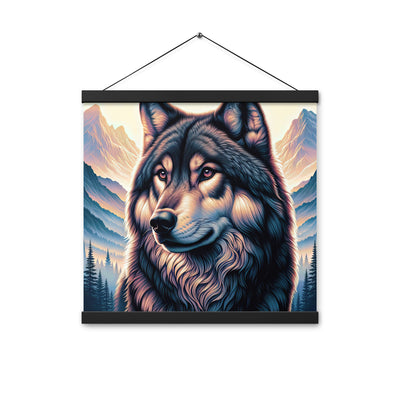 Majestätischer, glänzender Wolf in leuchtender Illustration (AN) - Premium Poster mit Aufhängung xxx yyy zzz 40.6 x 40.6 cm