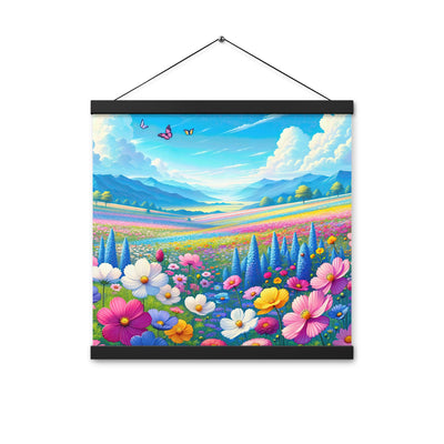 Weitläufiges Blumenfeld unter himmelblauem Himmel, leuchtende Flora - Premium Poster mit Aufhängung camping xxx yyy zzz 40.6 x 40.6 cm