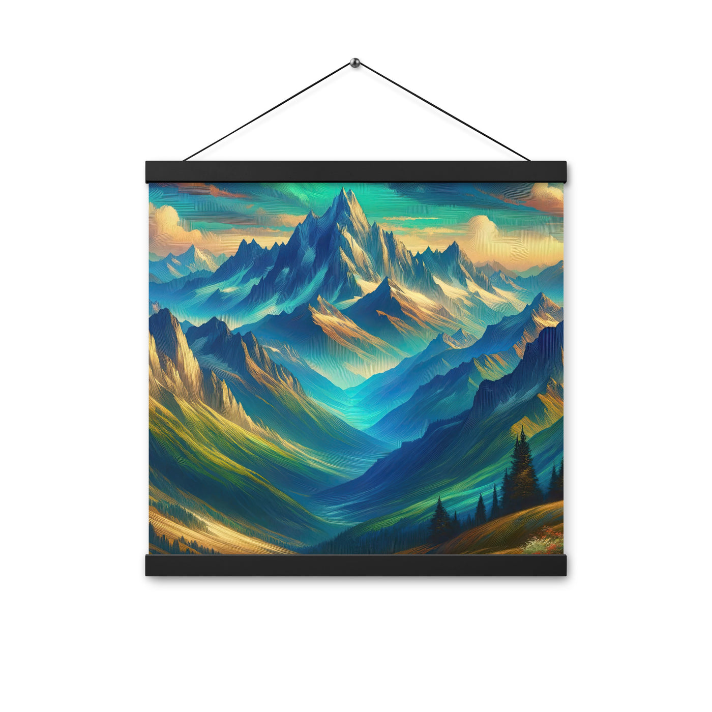 Atemberaubende alpine Komposition mit majestätischen Gipfeln und Tälern - Premium Poster mit Aufhängung berge xxx yyy zzz 40.6 x 40.6 cm