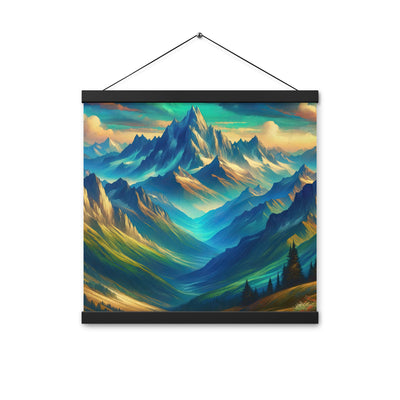 Atemberaubende alpine Komposition mit majestätischen Gipfeln und Tälern - Premium Poster mit Aufhängung berge xxx yyy zzz 40.6 x 40.6 cm