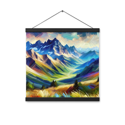 Impressionistische Alpen, lebendige Farbtupfer und Lichteffekte - Premium Poster mit Aufhängung berge xxx yyy zzz 40.6 x 40.6 cm