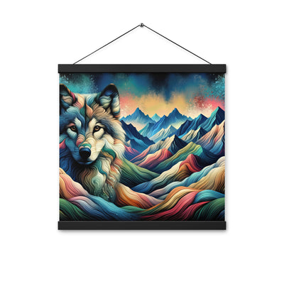Traumhaftes Alpenpanorama mit Wolf in wechselnden Farben und Mustern (AN) - Premium Poster mit Aufhängung xxx yyy zzz 40.6 x 40.6 cm