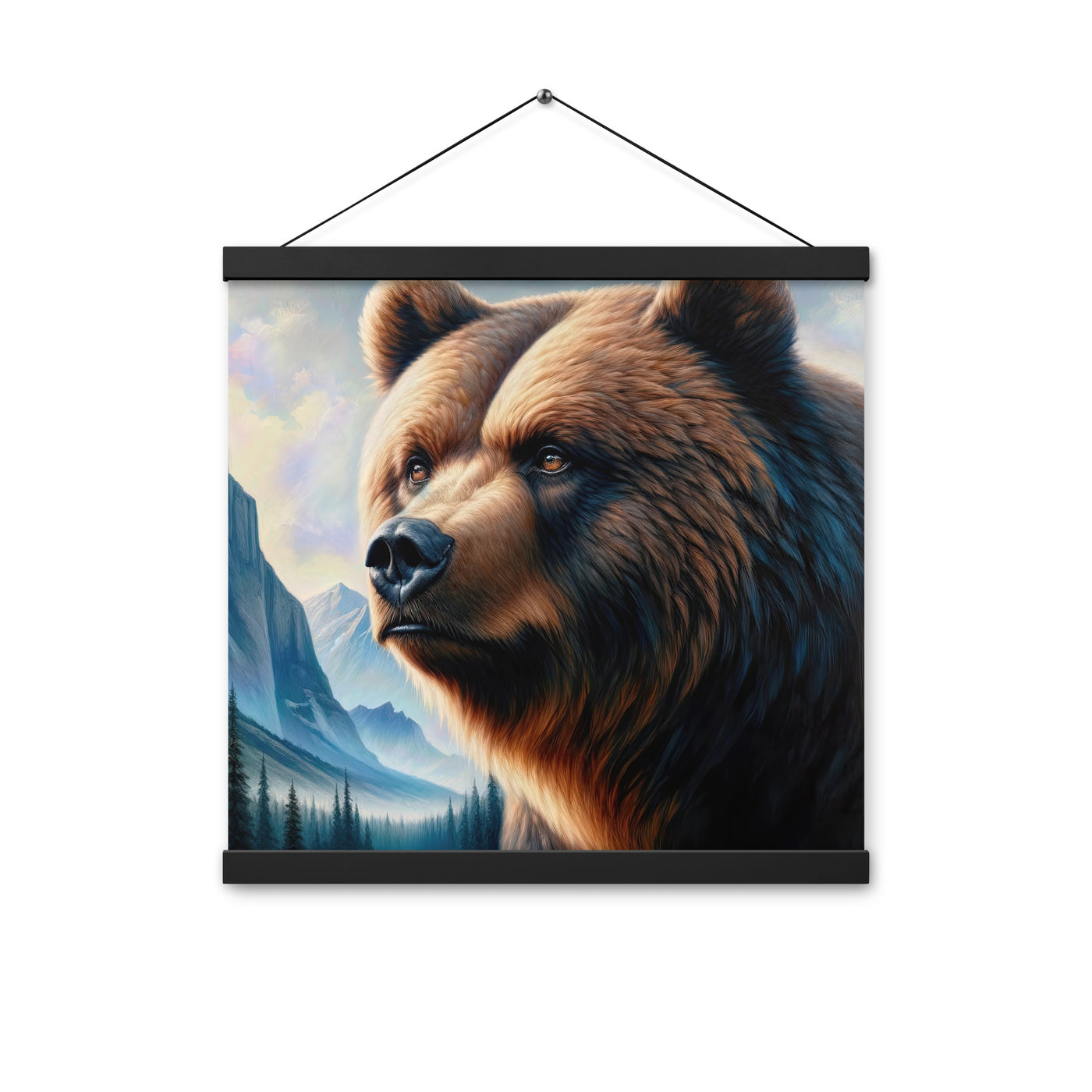 Ölgemälde, das das Gesicht eines starken realistischen Bären einfängt. Porträt - Premium Poster mit Aufhängung camping xxx yyy zzz 40.6 x 40.6 cm