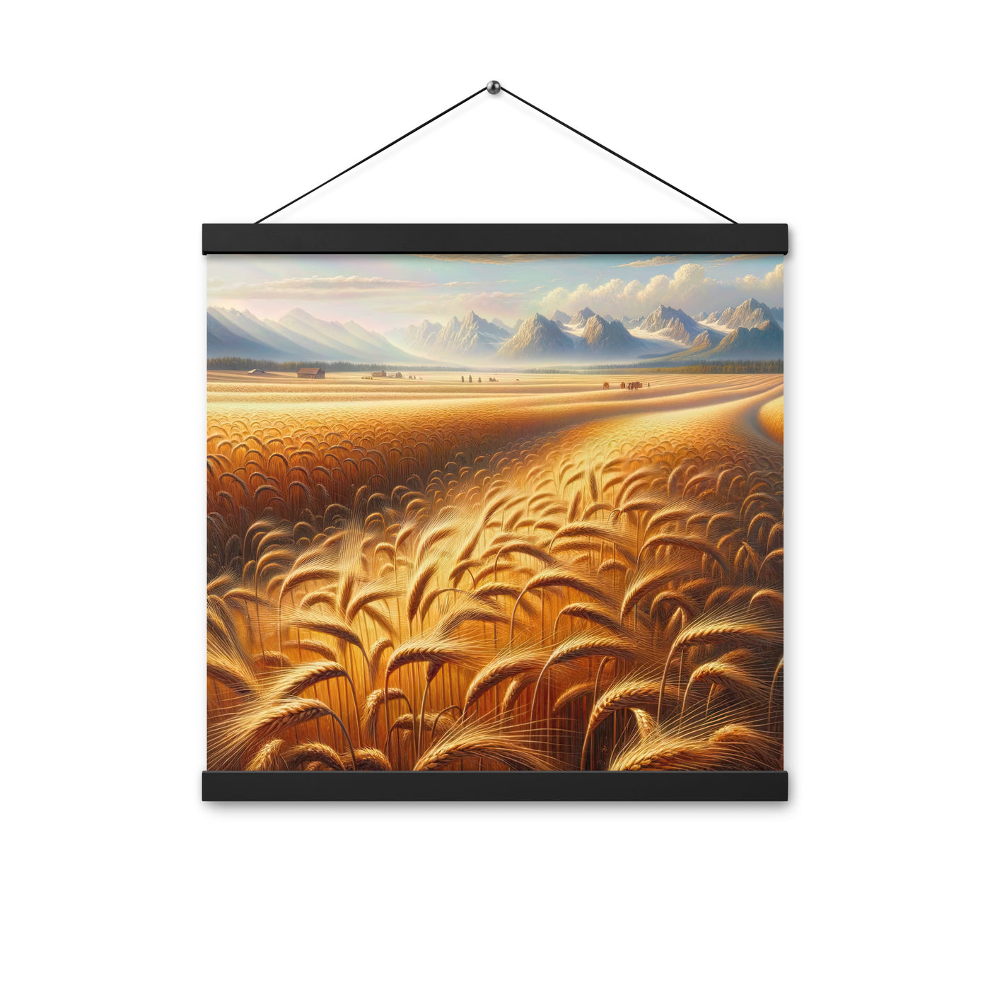 Ölgemälde eines bayerischen Weizenfeldes, endlose goldene Halme (TR) - Premium Poster mit Aufhängung xxx yyy zzz 40.6 x 40.6 cm