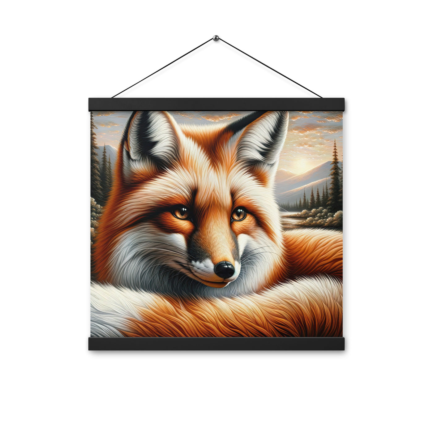 Ölgemälde eines nachdenklichen Fuchses mit weisem Blick - Premium Poster mit Aufhängung camping xxx yyy zzz 40.6 x 40.6 cm
