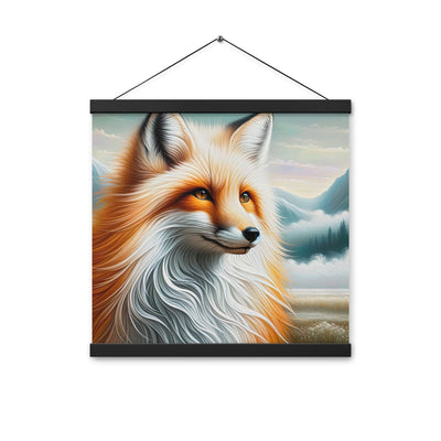 Ölgemälde eines anmutigen, intelligent blickenden Fuchses in Orange-Weiß - Premium Poster mit Aufhängung camping xxx yyy zzz 40.6 x 40.6 cm