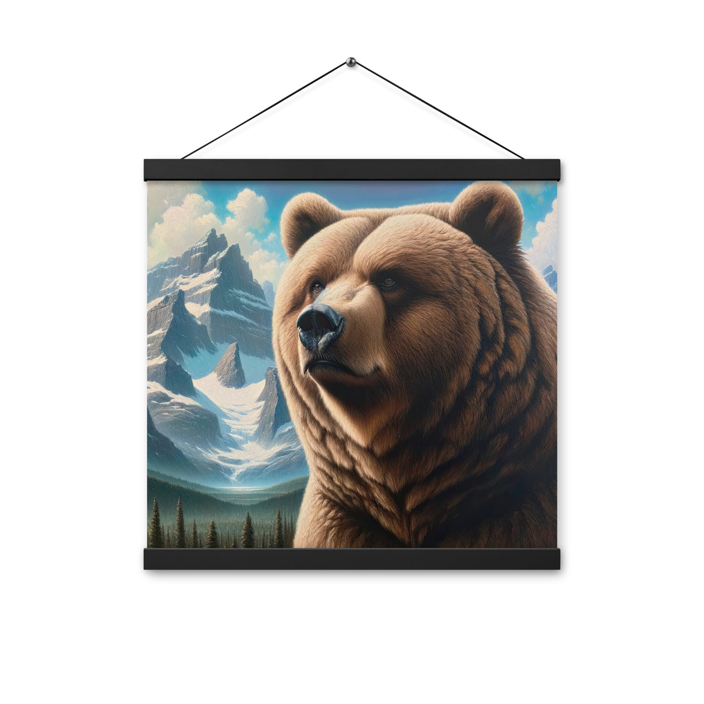 Realistisches Ölgemälde eines männlichen Bären in den Bergen mit Fokus auf Stärke und Schärfe - Enhanced Matte Paper Poster With Hanger camping xxx yyy zzz 40.6 x 40.6 cm