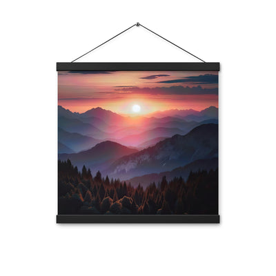 Foto der Alpenwildnis beim Sonnenuntergang, Himmel in warmen Orange-Tönen - Premium Poster mit Aufhängung berge xxx yyy zzz 40.6 x 40.6 cm