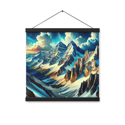 Majestätische Alpen in zufällig ausgewähltem Kunststil - Premium Poster mit Aufhängung berge xxx yyy zzz 40.6 x 40.6 cm