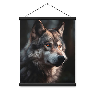 Wolf Porträt - Fotorealistische Malerei - Premium Poster mit Aufhängung camping xxx 40.6 x 50.8 cm
