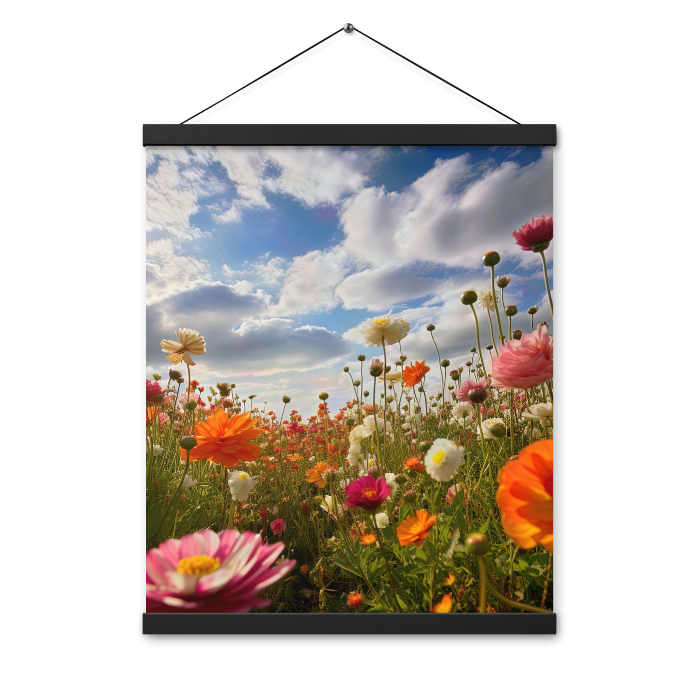Blumenfeld und Sonnenschein - Premium Poster mit Aufhängung camping xxx 40.6 x 50.8 cm