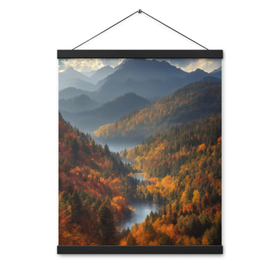 Berge, Wald und Nebel - Malerei - Premium Poster mit Aufhängung berge xxx 40.6 x 50.8 cm