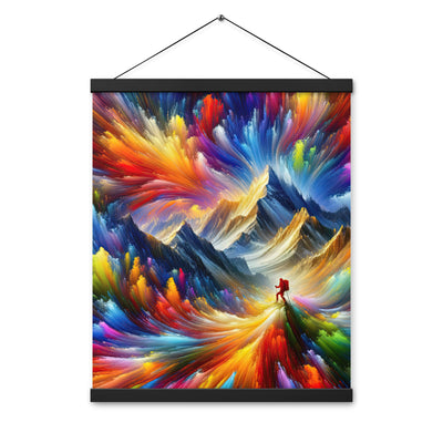 Alpen im Farbsturm mit erleuchtetem Wanderer - Abstrakt - Premium Poster mit Aufhängung wandern xxx yyy zzz 40.6 x 50.8 cm