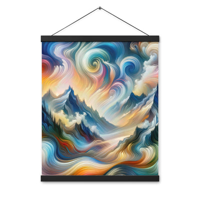 Ätherische schöne Alpen in lebendigen Farbwirbeln - Abstrakte Berge - Premium Poster mit Aufhängung berge xxx yyy zzz 40.6 x 50.8 cm