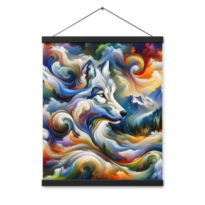Abstraktes Alpen Gemälde: Wirbelnde Farben und Majestätischer Wolf, Silhouette (AN) - Premium Poster mit Aufhängung xxx yyy zzz 40.6 x 50.8 cm