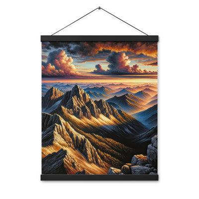 Alpen in Abenddämmerung: Acrylgemälde mit beleuchteten Berggipfeln - Premium Poster mit Aufhängung berge xxx yyy zzz 40.6 x 50.8 cm