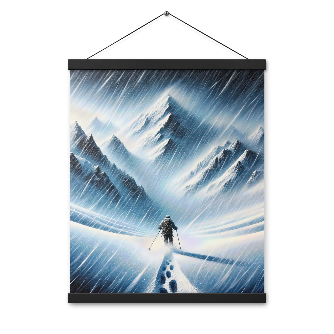 Wanderer und Bergsteiger im Schneesturm: Acrylgemälde der Alpen - Premium Poster mit Aufhängung wandern xxx yyy zzz 40.6 x 50.8 cm