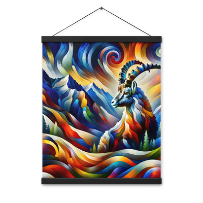 Alpiner Steinbock: Abstrakte Farbflut und lebendige Berge - Premium Poster mit Aufhängung berge xxx yyy zzz 40.6 x 50.8 cm