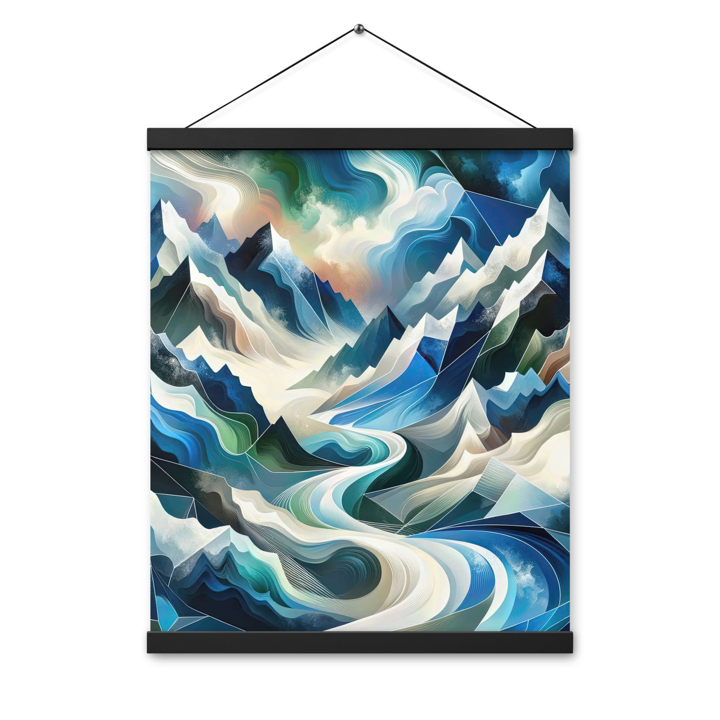 Abstrakte Kunst der Alpen, die geometrische Formen verbindet, um Berggipfel, Täler und Flüsse im Schnee darzustellen. . - Enhanced Matte berge xxx yyy zzz 40.6 x 50.8 cm
