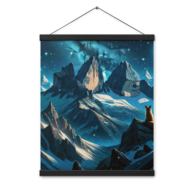 Fuchs in Alpennacht: Digitale Kunst der eisigen Berge im Mondlicht - Premium Poster mit Aufhängung camping xxx yyy zzz 40.6 x 50.8 cm