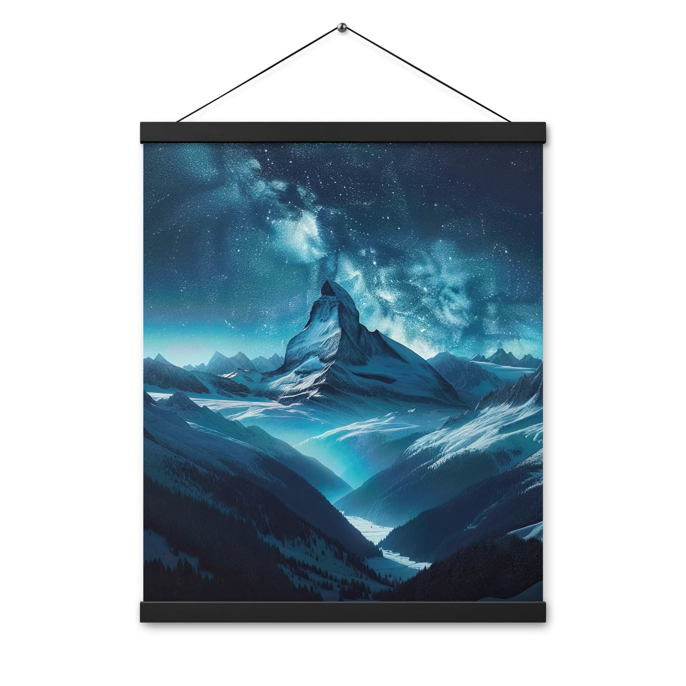 Winterabend in den Bergen: Digitale Kunst mit Sternenhimmel - Premium Poster mit Aufhängung berge xxx yyy zzz 40.6 x 50.8 cm