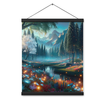 Ätherischer Alpenwald: Digitale Darstellung mit leuchtenden Bäumen und Blumen - Premium Poster mit Aufhängung camping xxx yyy zzz 40.6 x 50.8 cm
