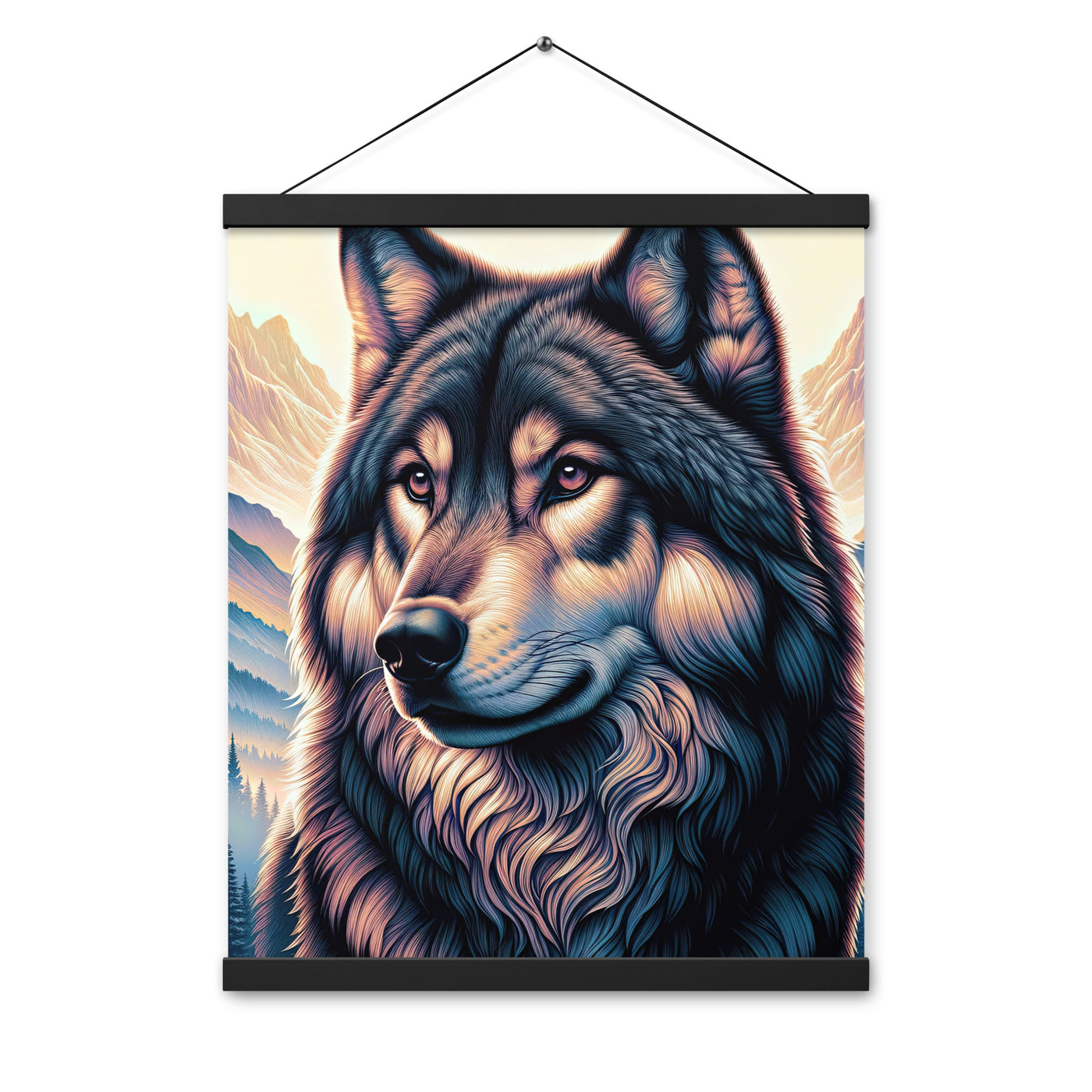 Majestätischer, glänzender Wolf in leuchtender Illustration (AN) - Premium Poster mit Aufhängung xxx yyy zzz 40.6 x 50.8 cm