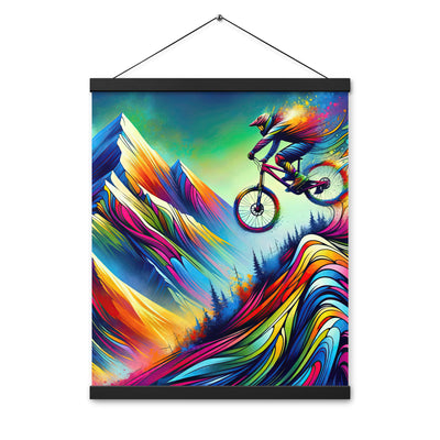 Mountainbiker in farbenfroher Alpenkulisse mit abstraktem Touch (M) - Premium Poster mit Aufhängung xxx yyy zzz 40.6 x 50.8 cm