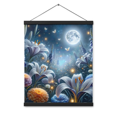 Ätherische Mondnacht auf blühender Wiese, silbriger Blumenglanz - Premium Poster mit Aufhängung camping xxx yyy zzz 40.6 x 50.8 cm