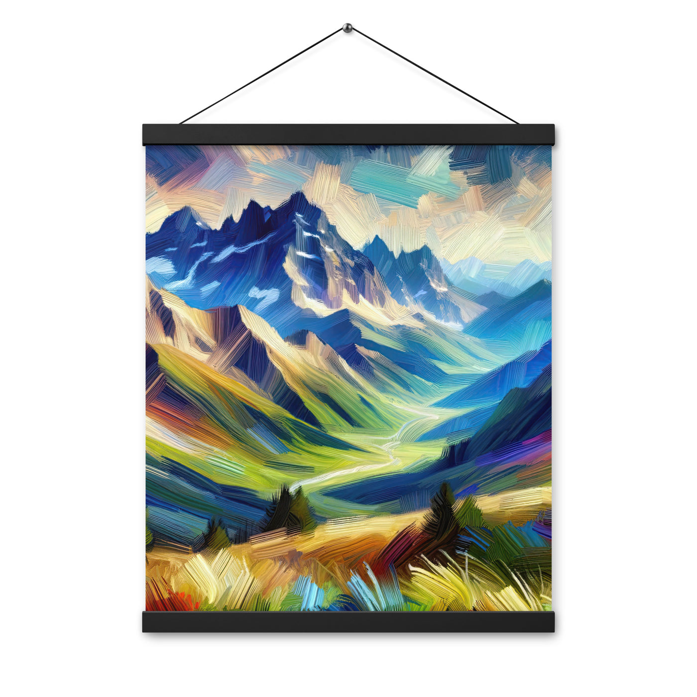 Impressionistische Alpen, lebendige Farbtupfer und Lichteffekte - Premium Poster mit Aufhängung berge xxx yyy zzz 40.6 x 50.8 cm