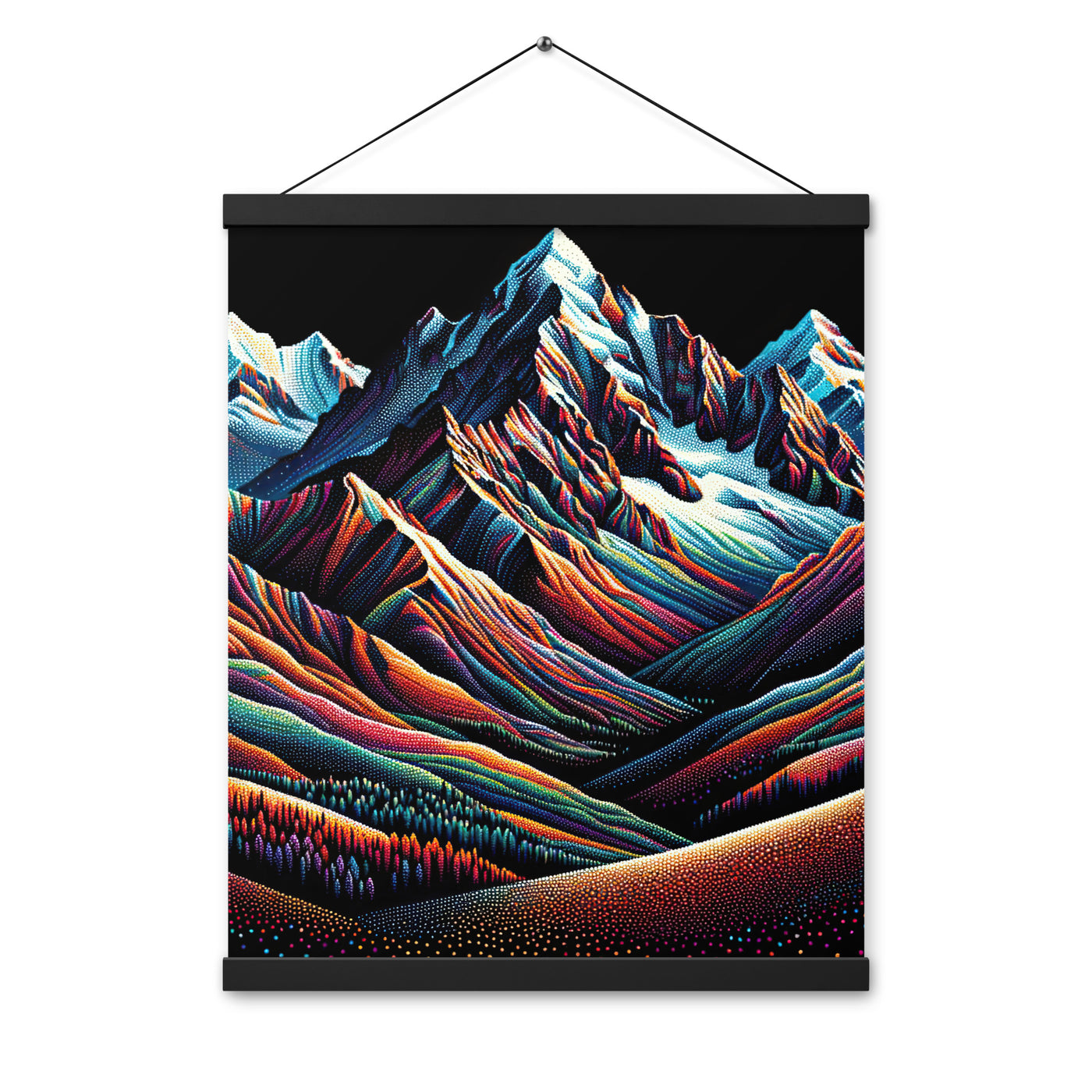 Pointillistische Darstellung der Alpen, Farbpunkte formen die Landschaft - Premium Poster mit Aufhängung berge xxx yyy zzz 40.6 x 50.8 cm