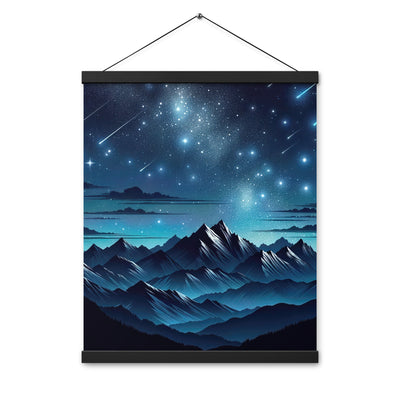 Alpen unter Sternenhimmel mit glitzernden Sternen und Meteoren - Premium Poster mit Aufhängung berge xxx yyy zzz 40.6 x 50.8 cm