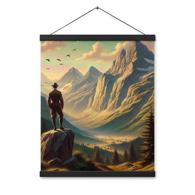 Ölgemälde eines Schweizer Wanderers in den Alpen bei goldenem Sonnenlicht - Premium Poster mit Aufhängung wandern xxx yyy zzz 40.6 x 50.8 cm