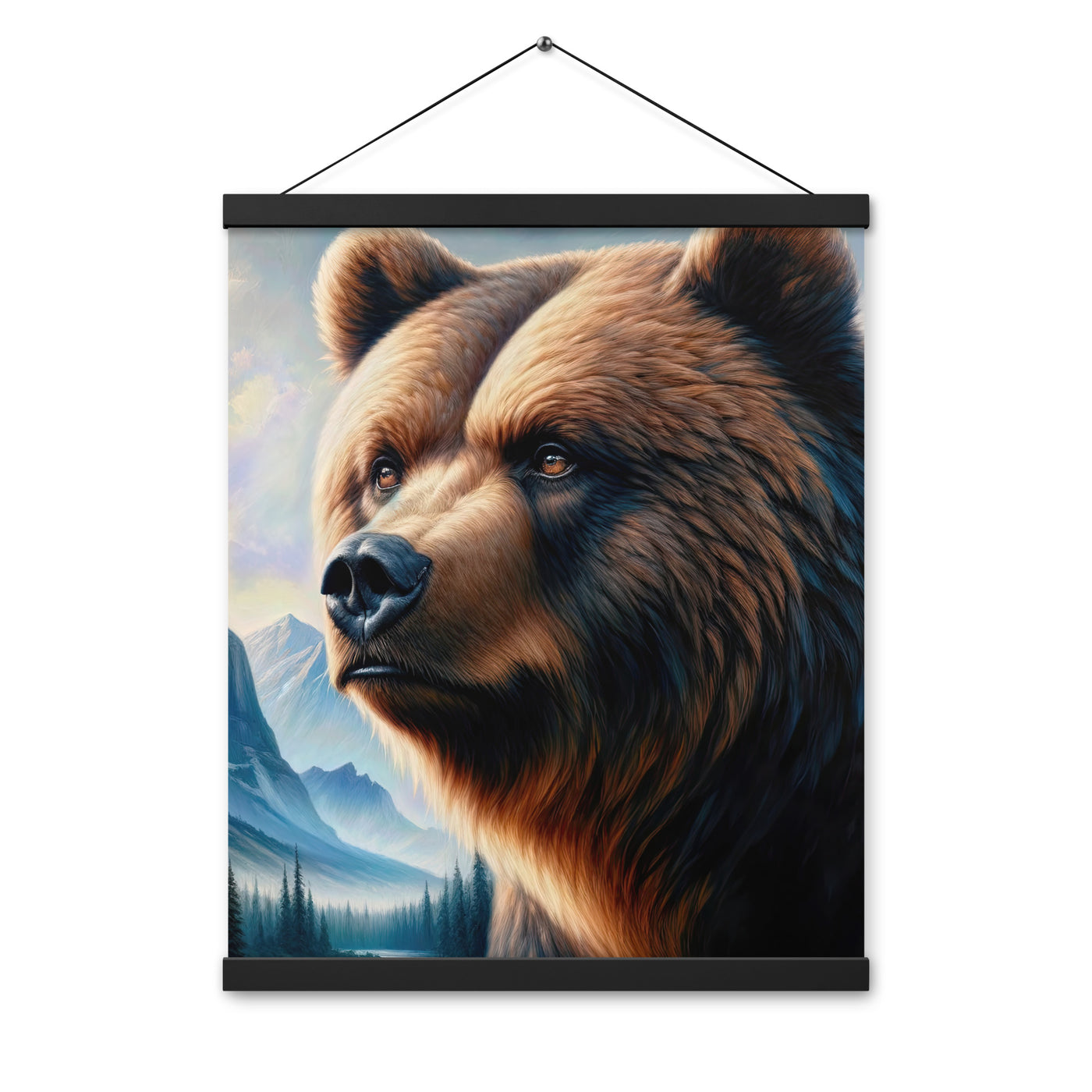 Ölgemälde, das das Gesicht eines starken realistischen Bären einfängt. Porträt - Premium Poster mit Aufhängung camping xxx yyy zzz 40.6 x 50.8 cm
