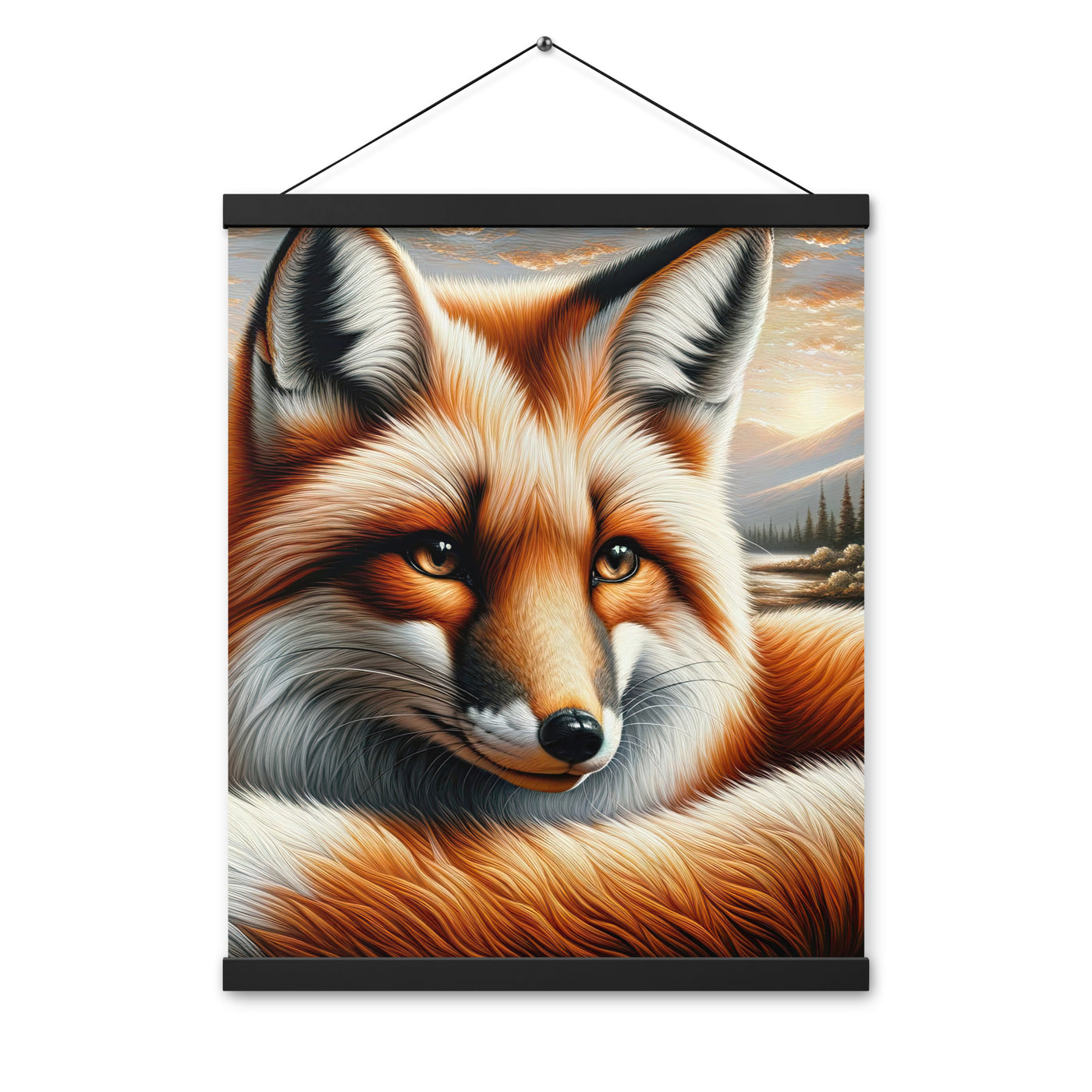 Ölgemälde eines nachdenklichen Fuchses mit weisem Blick - Premium Poster mit Aufhängung camping xxx yyy zzz 40.6 x 50.8 cm