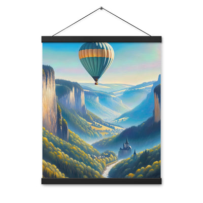 Ölgemälde einer ruhigen Szene in Luxemburg mit Heißluftballon und blauem Himmel - Premium Poster mit Aufhängung berge xxx yyy zzz 40.6 x 50.8 cm