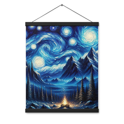 Sternennacht-Stil Ölgemälde der Alpen, himmlische Wirbelmuster - Premium Poster mit Aufhängung berge xxx yyy zzz 40.6 x 50.8 cm