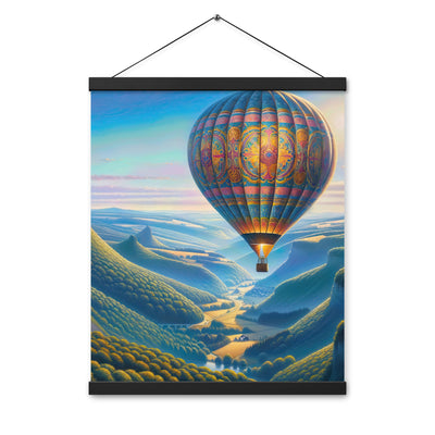 Ölgemälde einer ruhigen Szene mit verziertem Heißluftballon - Premium Poster mit Aufhängung berge xxx yyy zzz 40.6 x 50.8 cm
