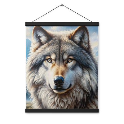 Porträt-Ölgemälde eines prächtigen Wolfes mit faszinierenden Augen (AN) - Premium Poster mit Aufhängung xxx yyy zzz 40.6 x 50.8 cm