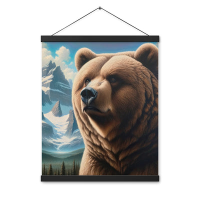 Realistisches Ölgemälde eines männlichen Bären in den Bergen mit Fokus auf Stärke und Schärfe - Enhanced Matte Paper Poster With Hanger camping xxx yyy zzz 40.6 x 50.8 cm