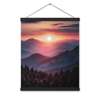 Foto der Alpenwildnis beim Sonnenuntergang, Himmel in warmen Orange-Tönen - Premium Poster mit Aufhängung berge xxx yyy zzz 40.6 x 50.8 cm
