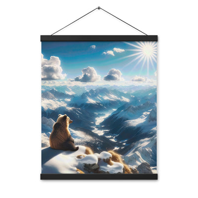 Foto der Alpen im Winter mit Bären auf dem Gipfel, glitzernder Neuschnee unter der Sonne - Premium Poster mit Aufhängung camping xxx yyy zzz 40.6 x 50.8 cm