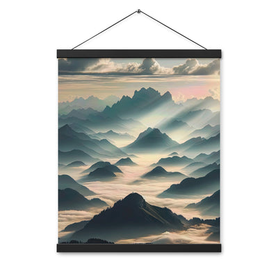 Foto der Alpen im Morgennebel, majestätische Gipfel ragen aus dem Nebel - Premium Poster mit Aufhängung berge xxx yyy zzz 40.6 x 50.8 cm