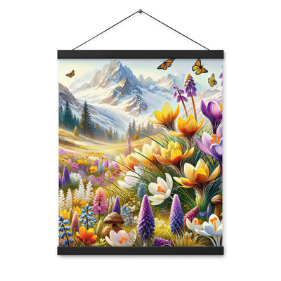 Aquarell einer ruhigen Almwiese, farbenfrohe Bergblumen in den Alpen - Premium Poster mit Aufhängung berge xxx yyy zzz 40.6 x 50.8 cm