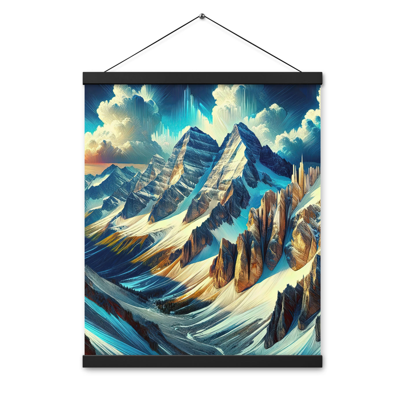 Majestätische Alpen in zufällig ausgewähltem Kunststil - Premium Poster mit Aufhängung berge xxx yyy zzz 40.6 x 50.8 cm